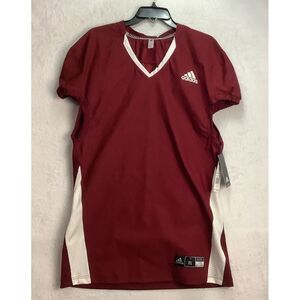 NWT Adidas Woven A1 Stock Football Jersey Men's size XL (40 x 32) Burgundy Nylon